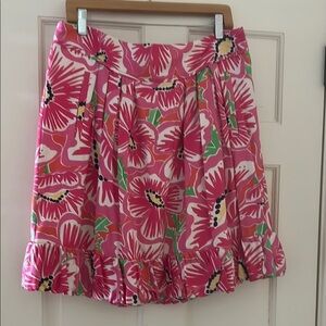 Lilly Pulitzer Pink and White Bubble Hem Skirt Size 12